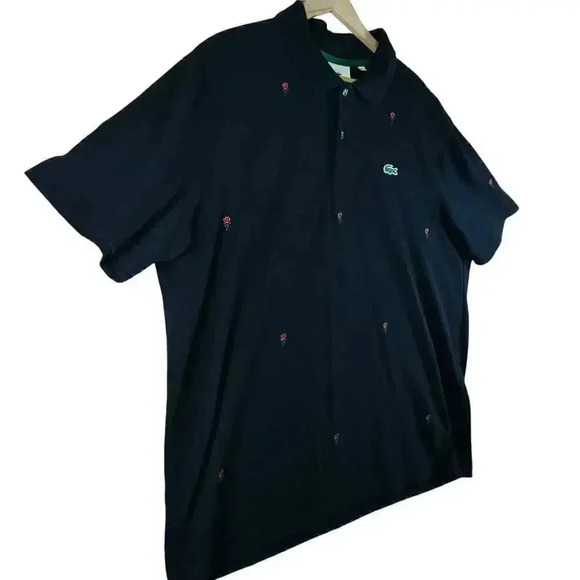 Lacoste Men’s Live Polo Shirt Black Red Rose Short Sleeve Preppy Casual XXL - Picture 3 of 6